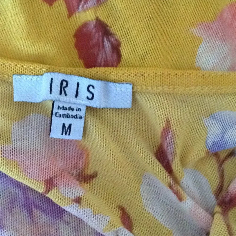 Iris Sheer Women's Duster Cardigan Swim Cover-Up Size M Floral Beach Eveningwear - Picture 6 of 7